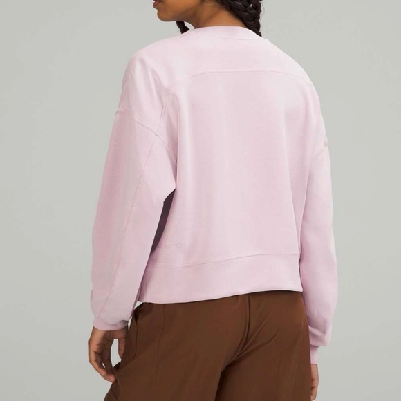 Lululemon Softstreme Perfectly Oversized Cropped Crew Pink Peony Size 10 - Picture 2 of 8